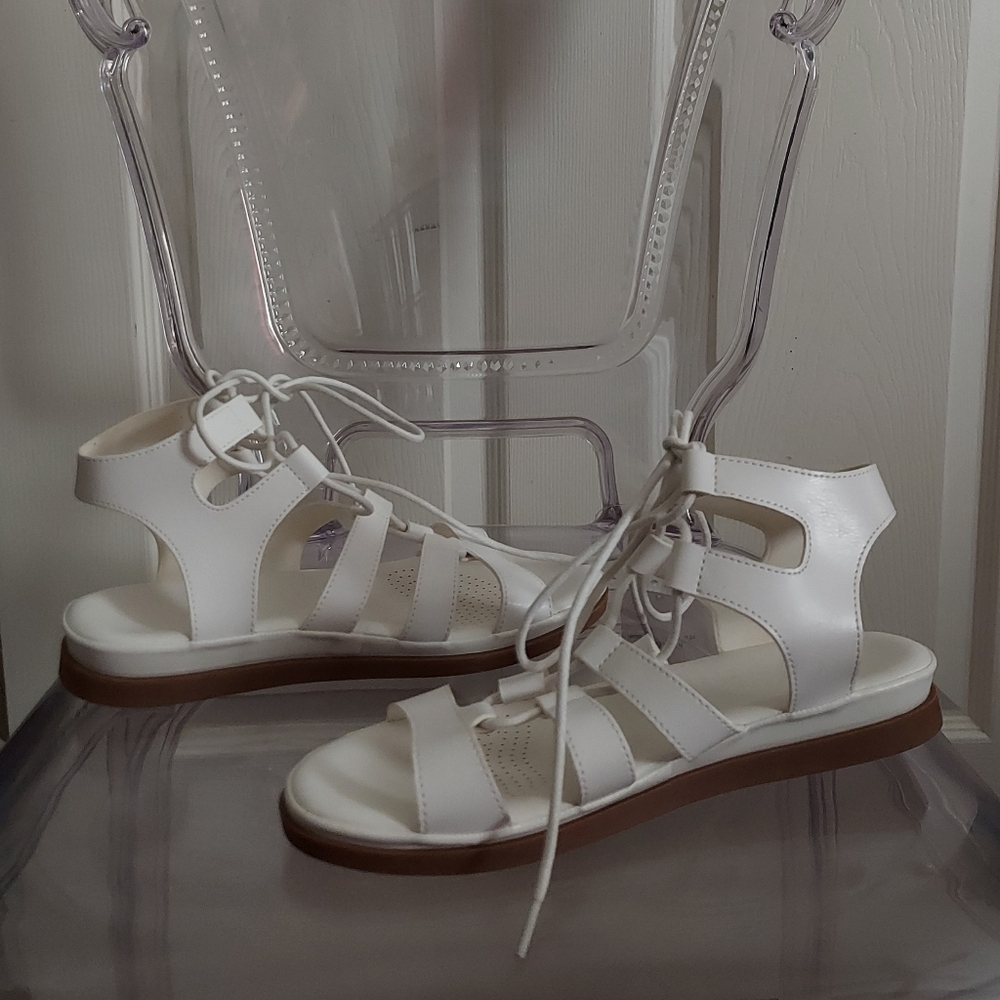 White and Brown Elegant Sandals